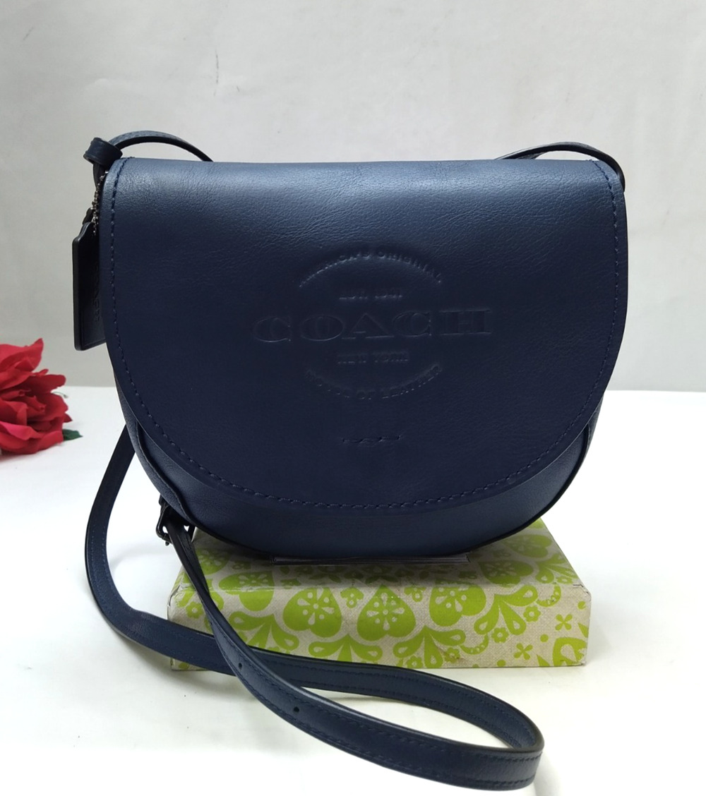 Coach Blue Leather Flap Closure Crossbody Bag